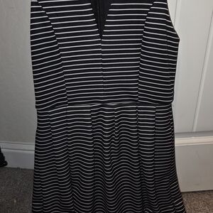 Elegant Black and White Striped Dress